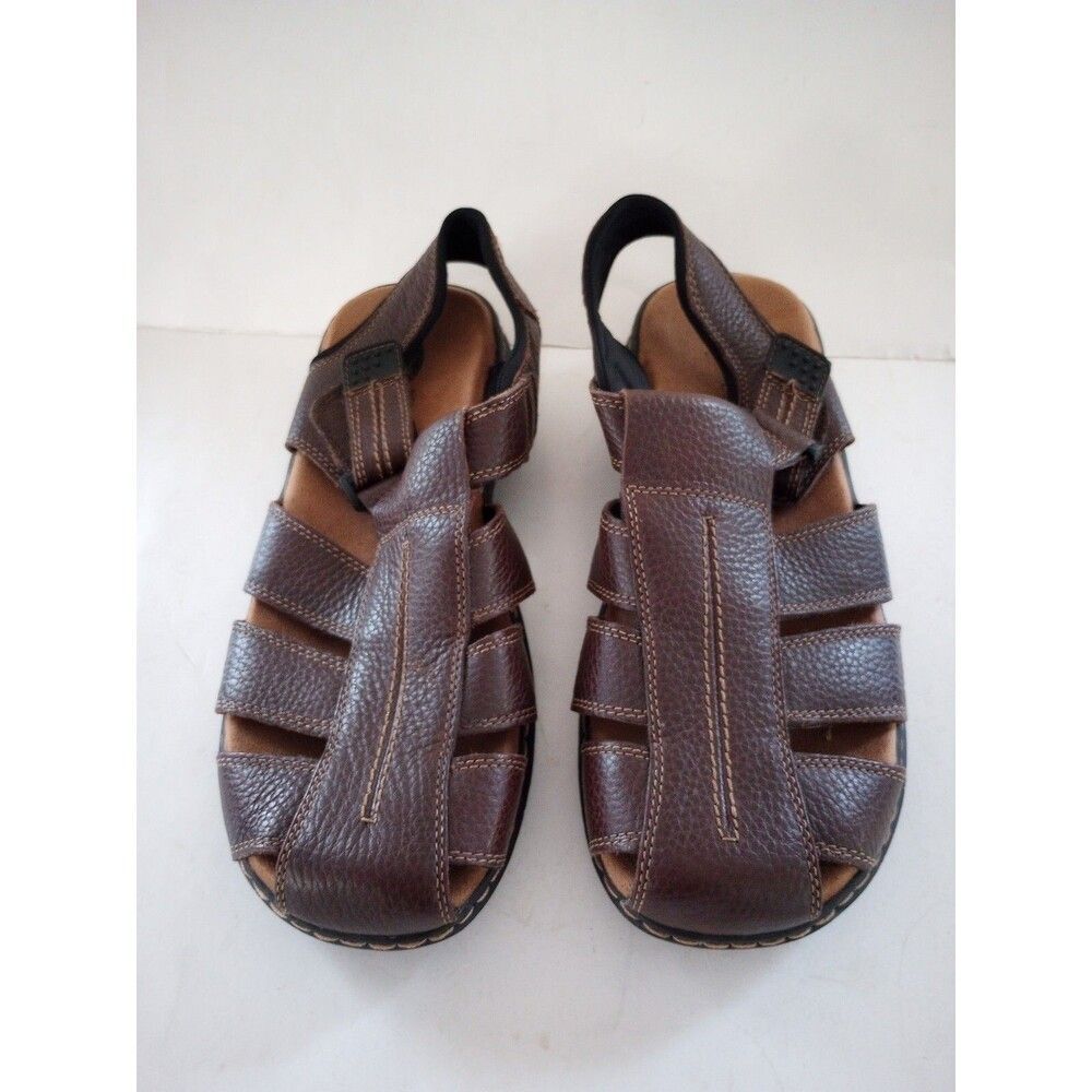 Dr Scholls Sandals Mens 10 M Camden Fisherman Brown Leather Closed Toe Casual